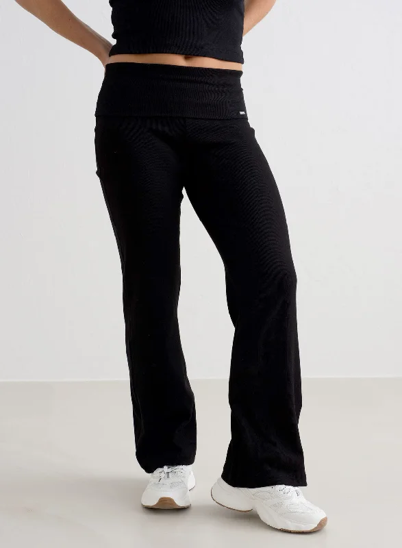 Black Ease Ribbed Pants