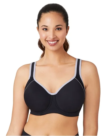 Lindsey Sport Contour Bra In Black & Lilac Gray - Wacoal