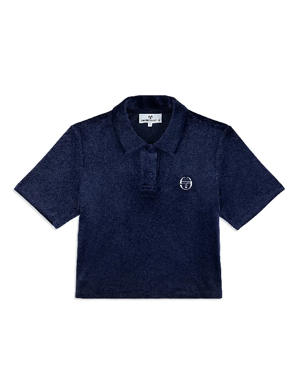 Adele Velour Polo- Maritime Blue