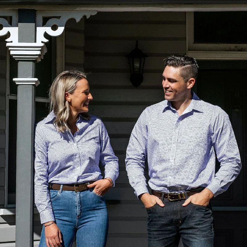 Ladies Coco Fine Navy Check Relaxed Fit Shirt