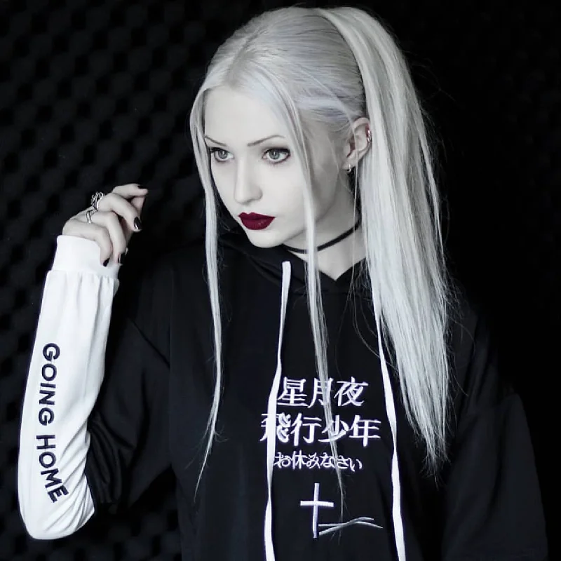 Black Harajuku Fleece Hoodie AD0098