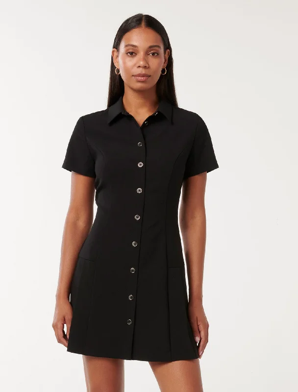 Winnie Pleated Button Down Mini Dress