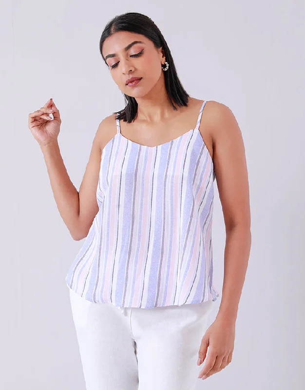 Striped Strappy Sleeveless Top